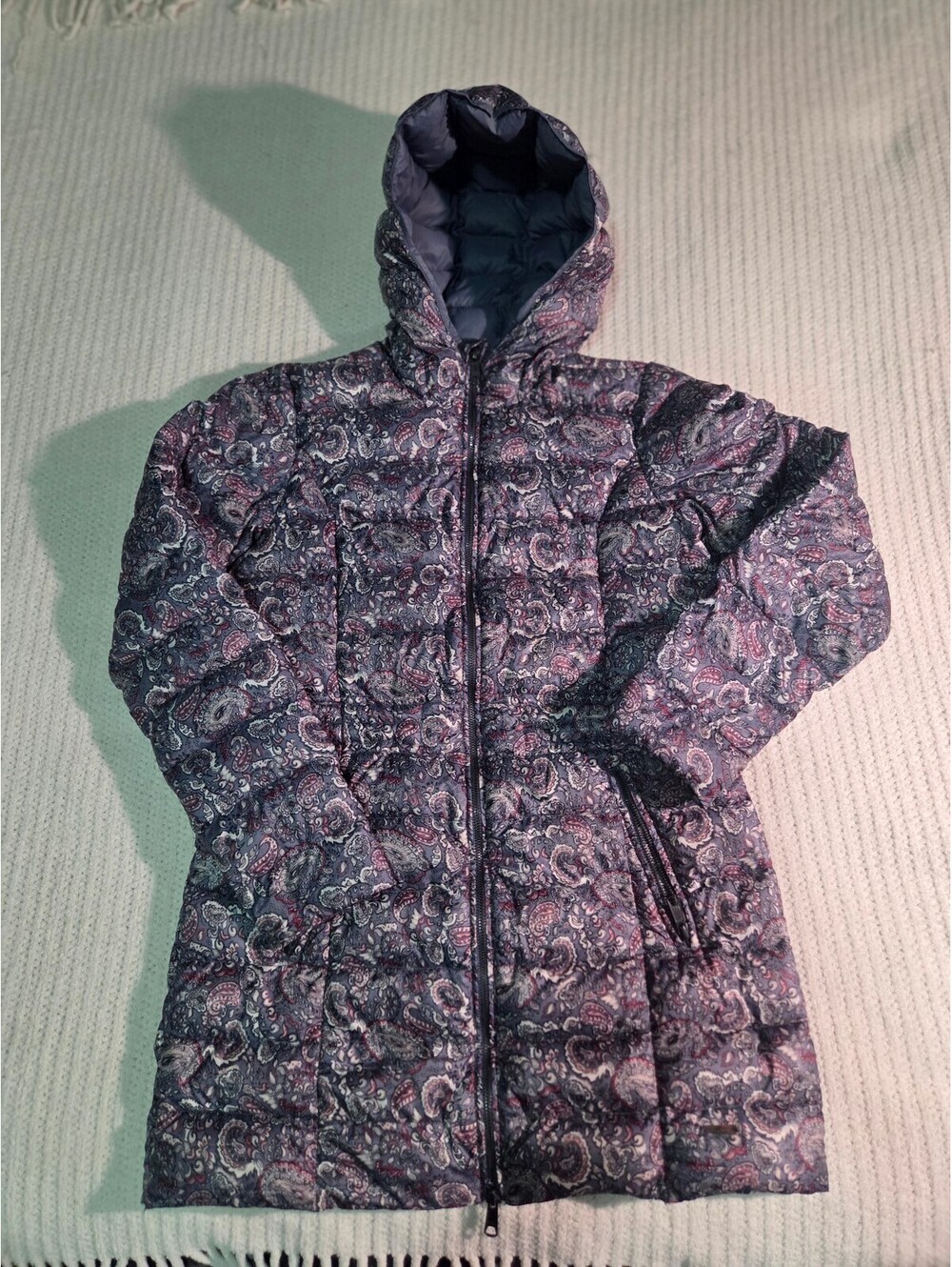 Danish Designer Down Jacket Paisley Print Size 8 Ilse Jacobsen